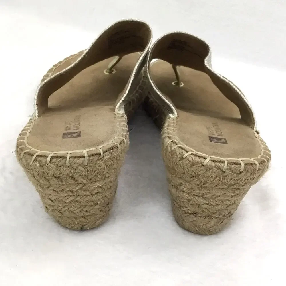 WHITE MOUNTAIN BEACHBALL Glitter Fabric Wedge Heels Sandal Size 7.5 M